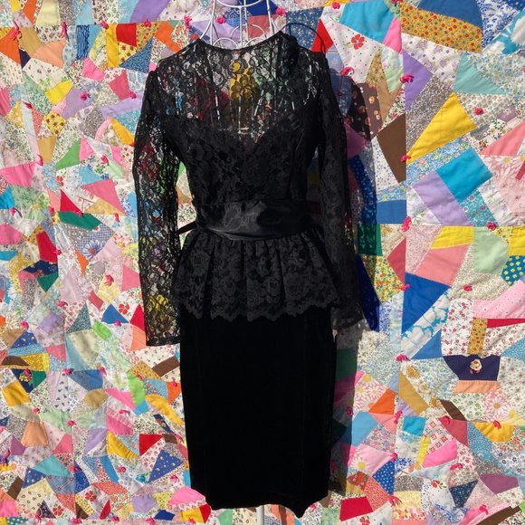 Vintage Dresses & Skirts - Gunne sax vtg 70s 80s black lace dress 1970s 1980s Jessica McClintock